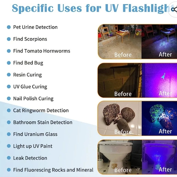 2 in 1 LED Pen Flashlight Regular and Ultra Violet Small Portable 2 Light Source - Picture 11 of 12